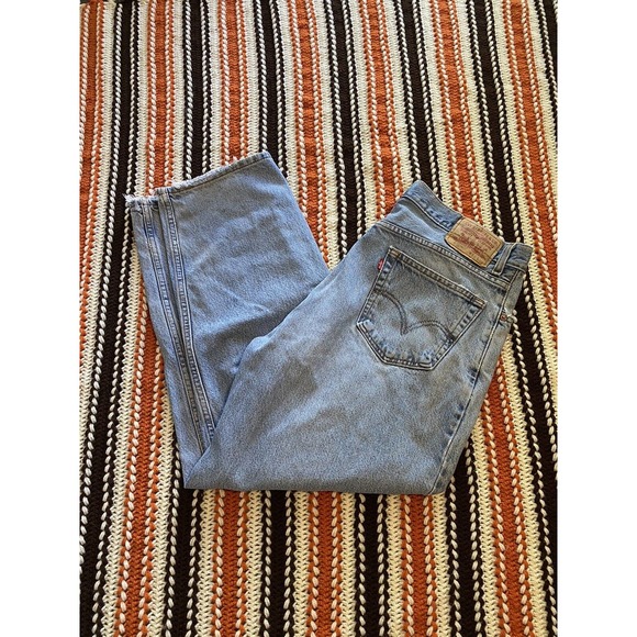 Levis Mens 560 Jeans 34x27 Loose Fit Blue Denim Medium Wash Whiskering Workwear - Picture 1 of 15